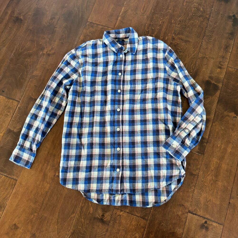 Madewell Women's Size XS Flannel Sunday Shirt Delgany Plaid Blue Pink
